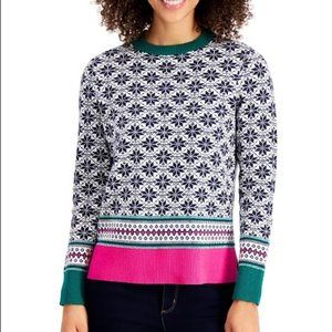 Charter Club Fair Isle Pullover Knit Sweater Snowflake Color Block